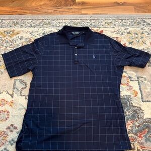 Polo Golf Ralph Lauren Men's Blue Windowpane Plaid Short Sleeve Polo Shirt Large